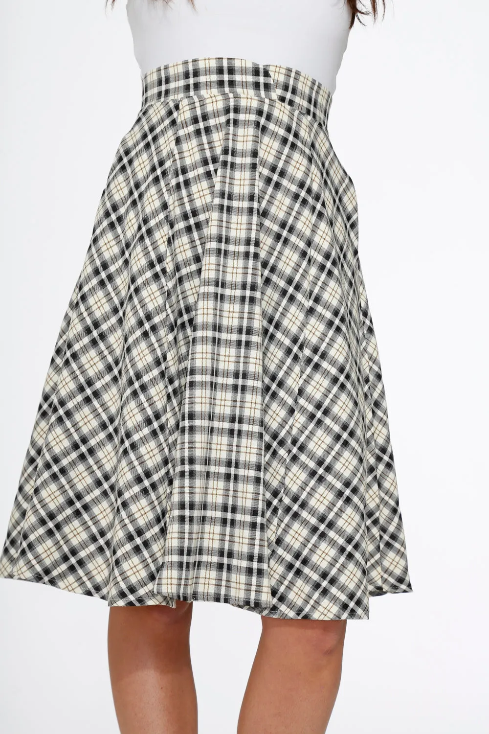 Off White Plaid Swing Skirt sold by Modcloth product image thumbnail 5