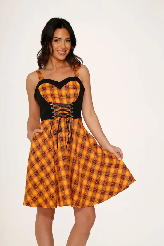 Orange Plaid Swing Dress made by Modcloth