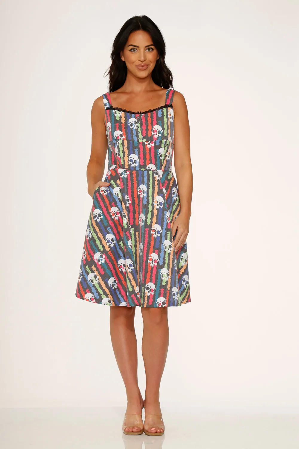 Black Skulls Rainbow Swing Dress sold by Modcloth product image thumbnail 2