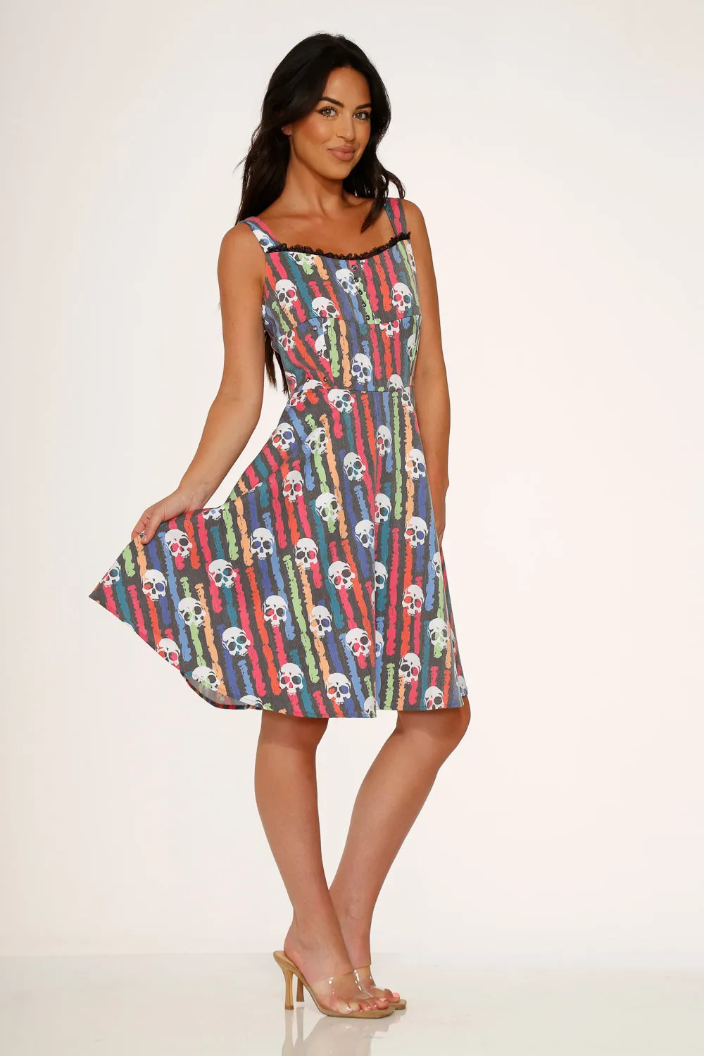 Black Skulls Rainbow Swing Dress sold by Modcloth product image thumbnail 5