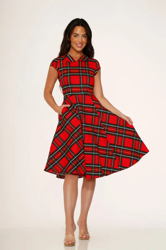 Red Plaid Swing Dress sold by Modcloth