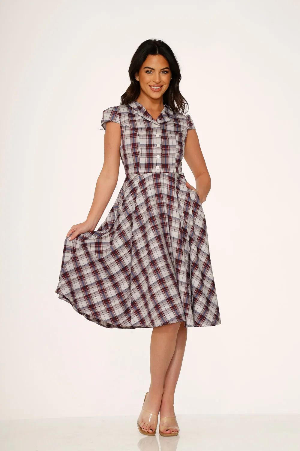 Brown Plaid Swing Dress sold by Modcloth