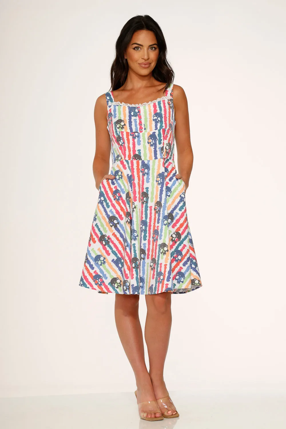 White Skulls Rainbow Swing Dress sold by Modcloth product image thumbnail 2