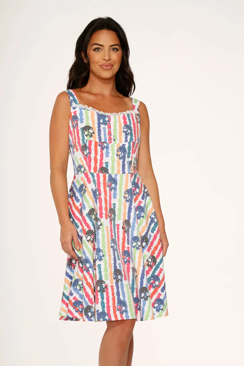 White Skulls Rainbow Swing Dress sold by Modcloth product image thumbnail 5