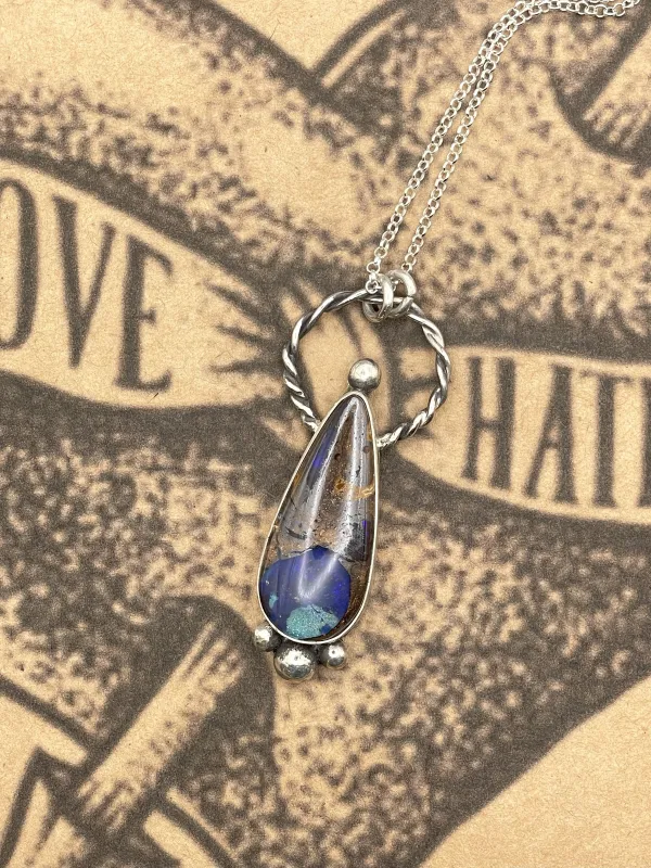 Sterling Silver Boulder Opal Pendant Necklace sold by Modcloth