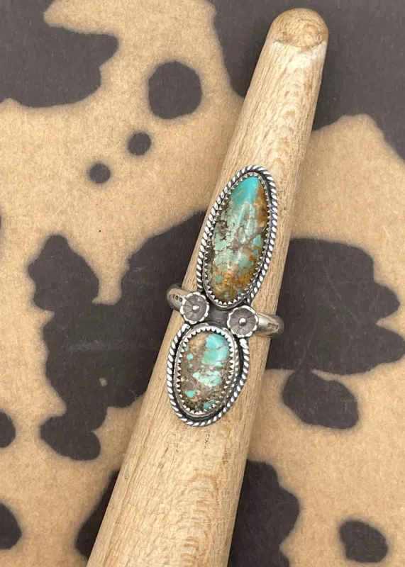 Sterling Silver Double Stone Turquoise Ring sold by Modcloth