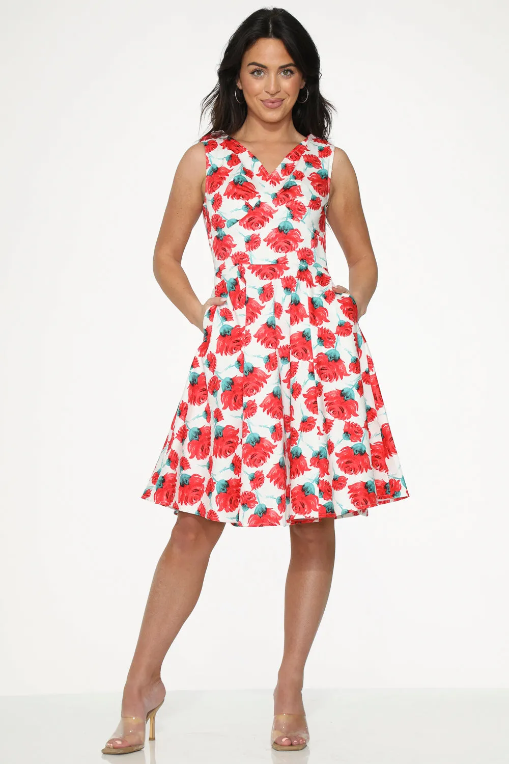 White Red Rose Swing Dress sold by Modcloth