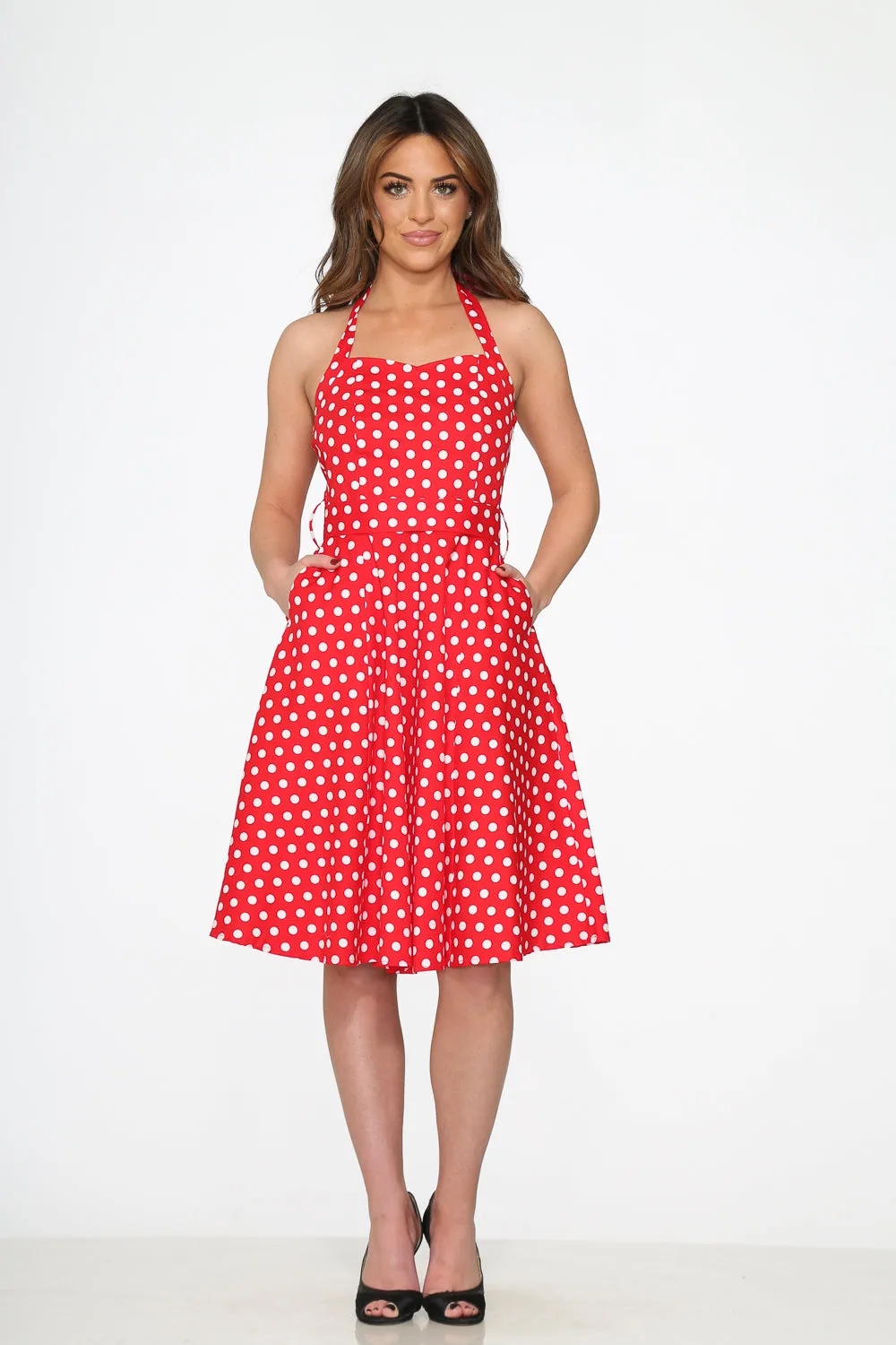 Red & White Polka Dot Halter Dress sold by Modcloth product image thumbnail 3