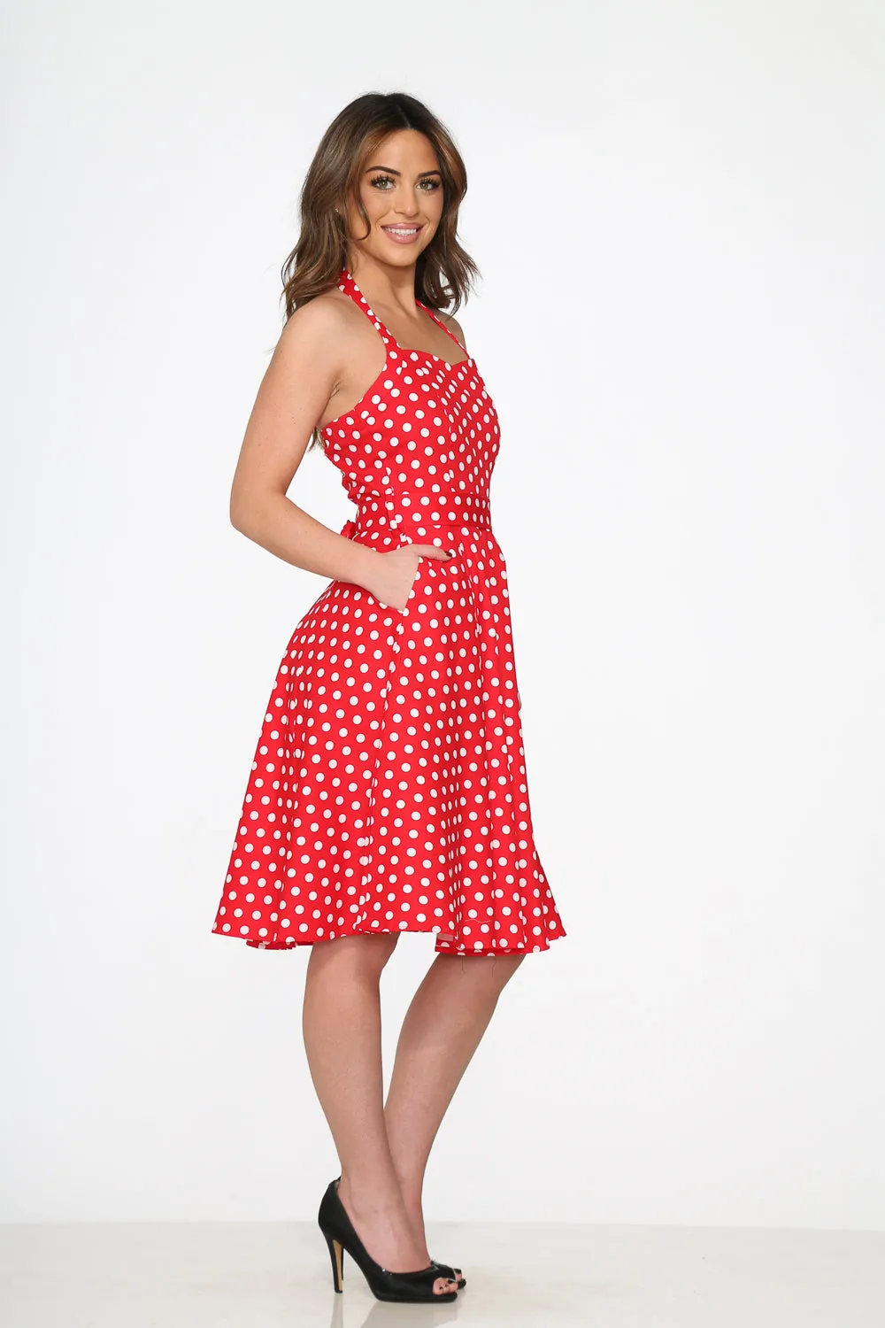 Red & White Polka Dot Halter Dress sold by Modcloth product image thumbnail 4