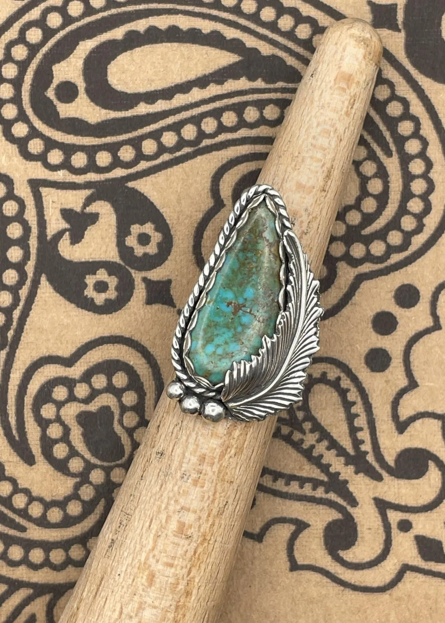 Sterling Silver Turquoise Feather Ring sold by Modcloth