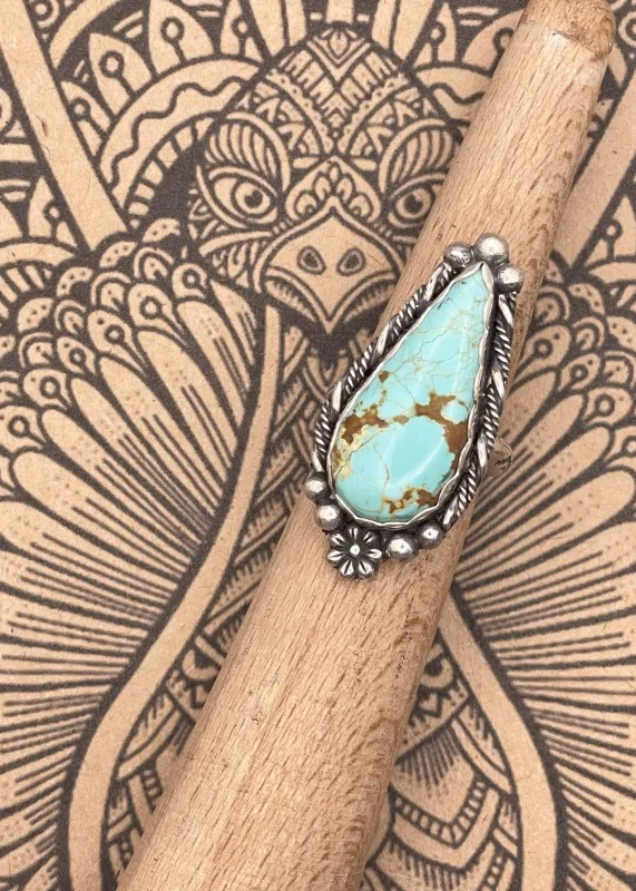 Sterling Silver Turquoise Flower Ring sold by Modcloth