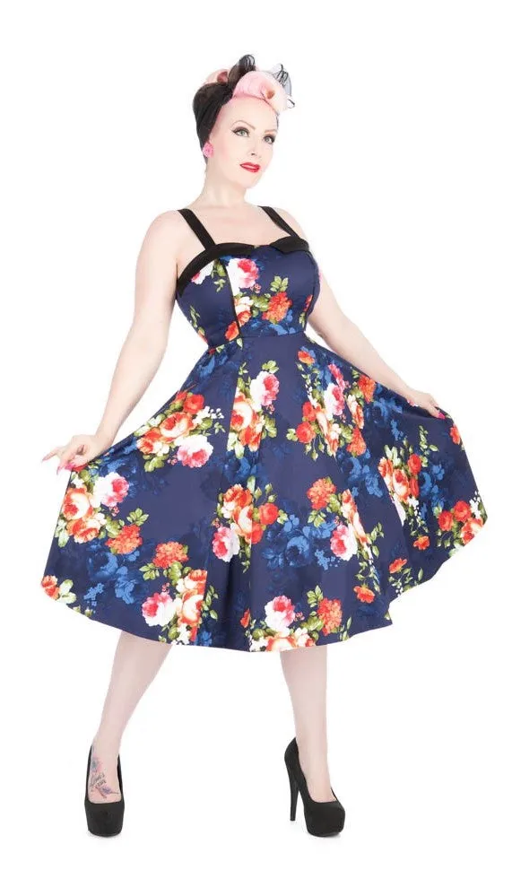Navy Floral Swing Dress sold by Modcloth