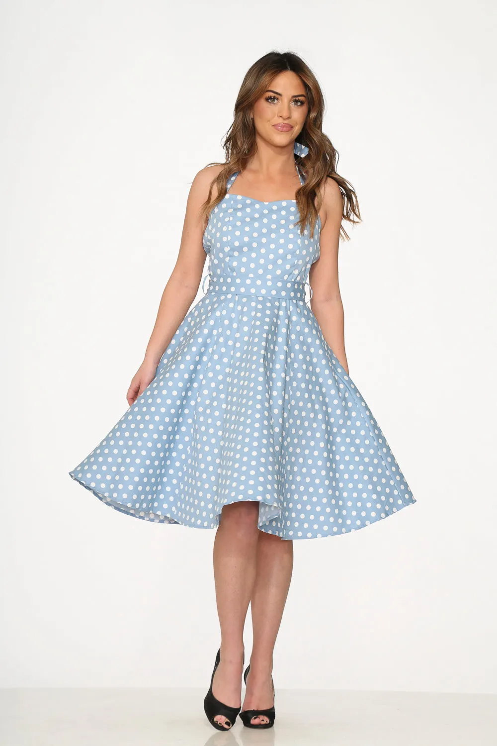 Light Blue & White Polka Dot Swing Dress sold by Modcloth product image thumbnail 5