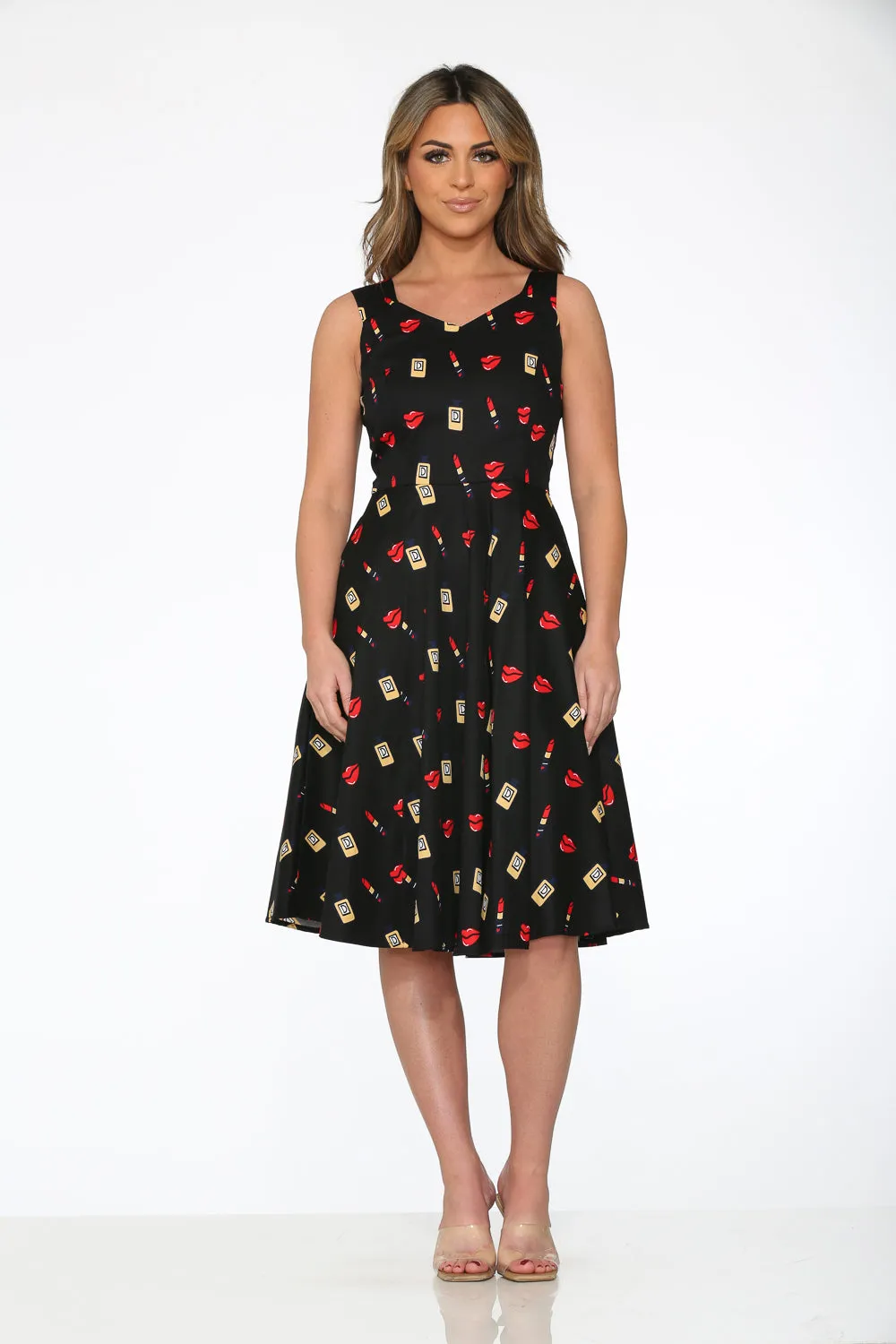 Black Red Lipstick Swing Dress sold by Modcloth product image thumbnail 2