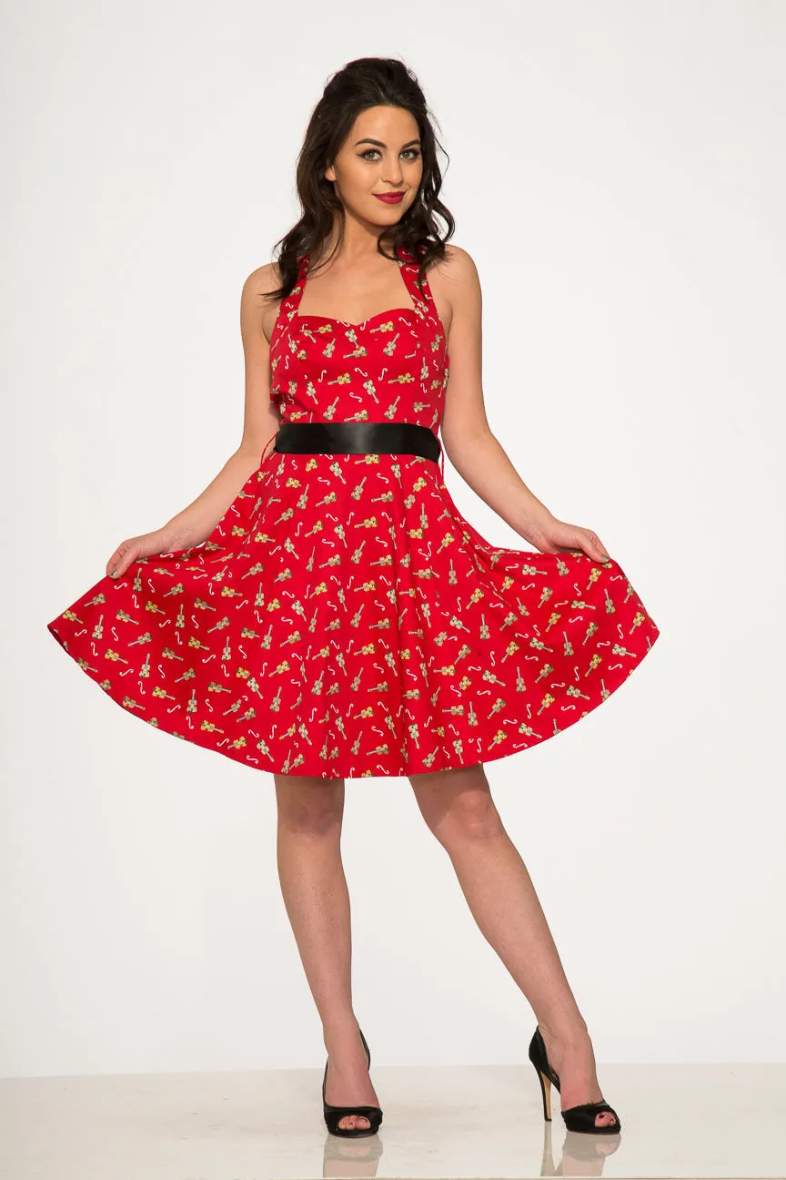 Red Violin Halter Swing Dress sold by Modcloth