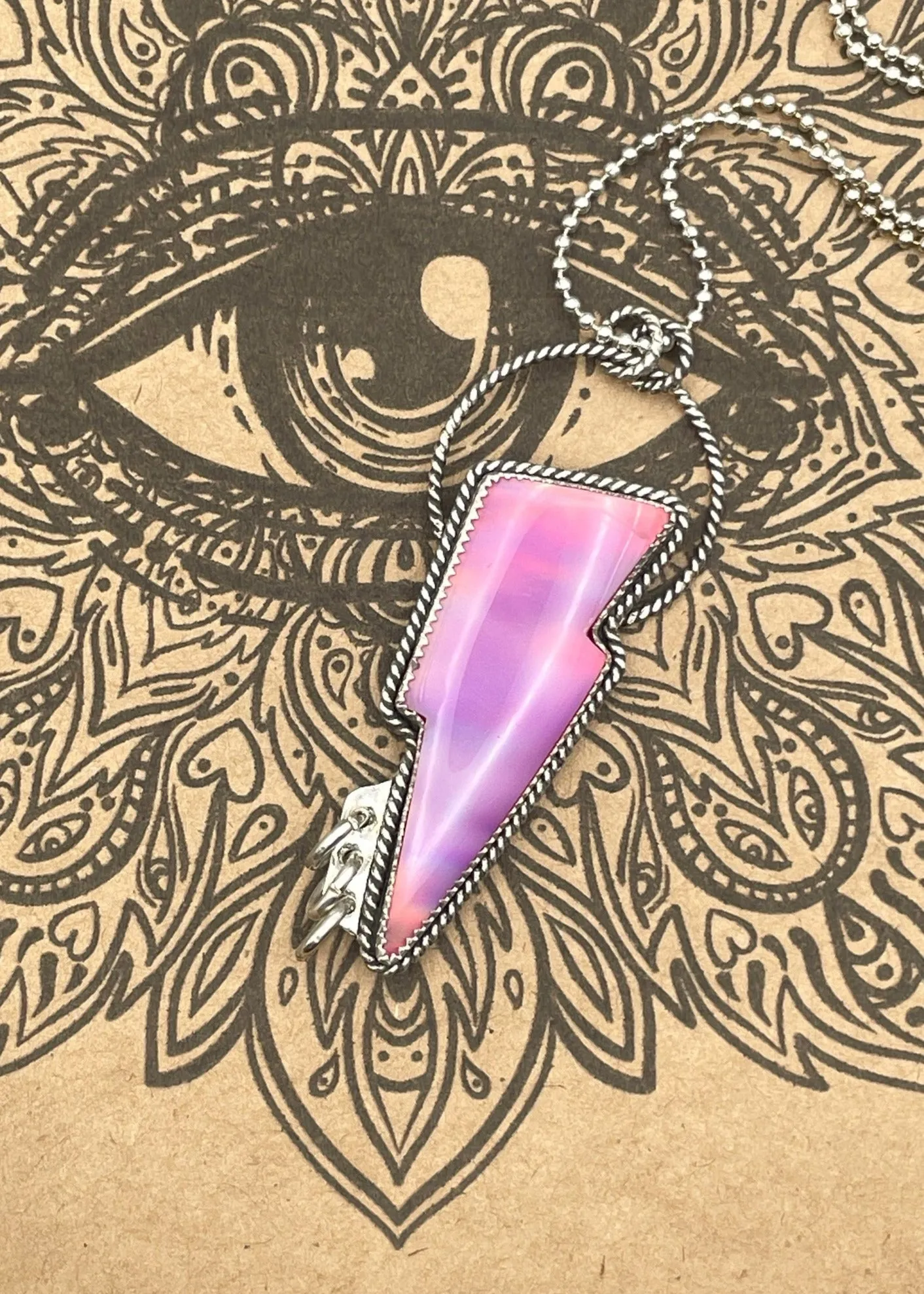 Aurora Opal Lightning Bolt Pendant Necklace sold by Modcloth