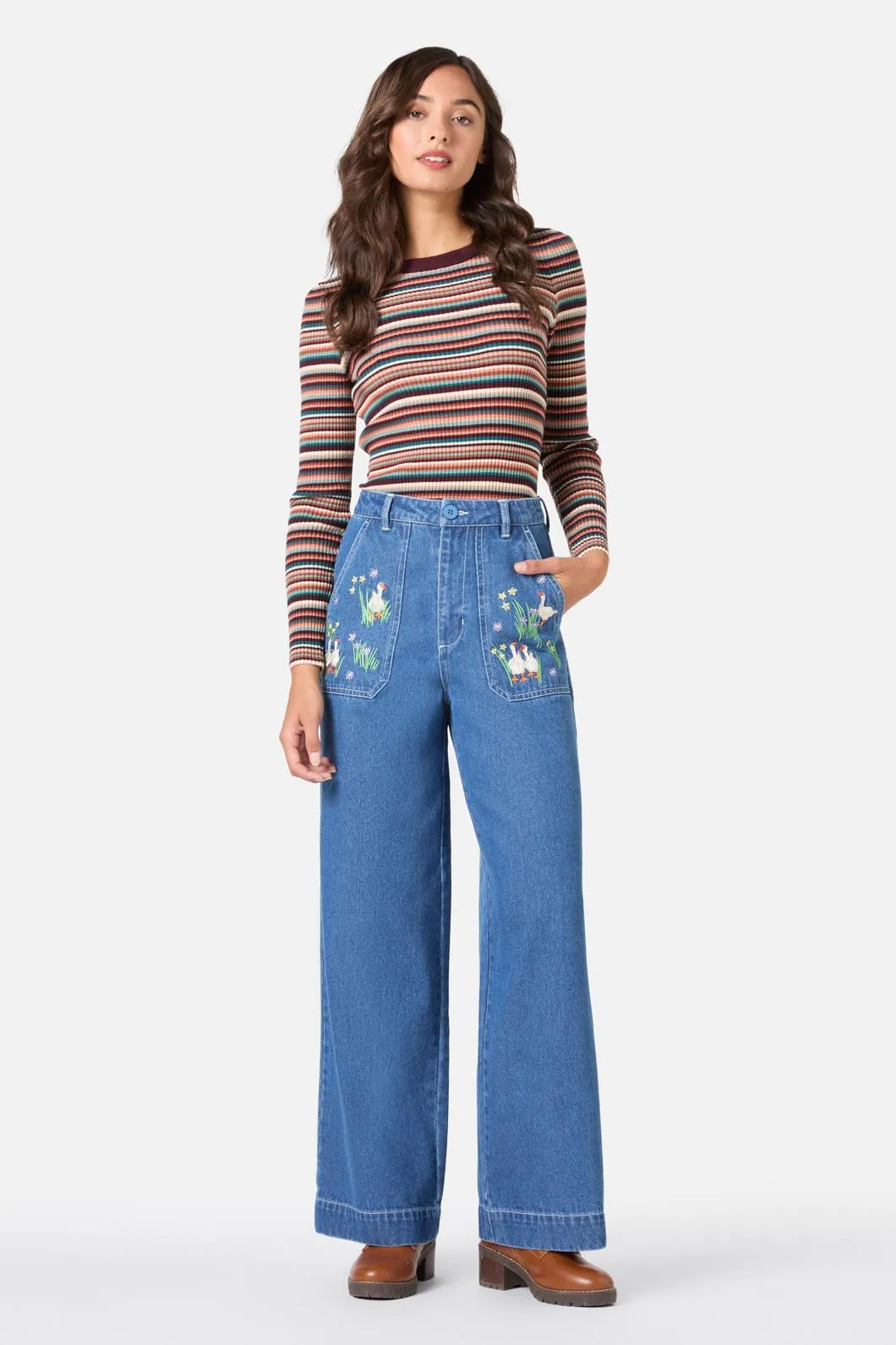 Goose Embroidered Denim Jean sold by Modcloth