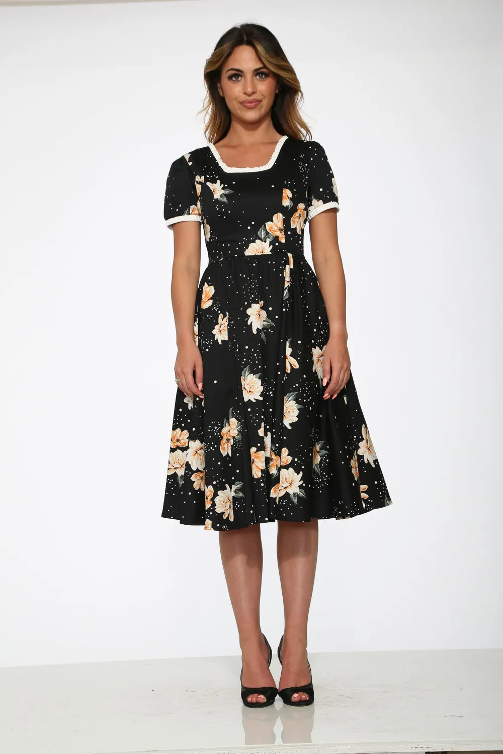 Black & Yellow Floral Swing Dress sold by Modcloth product image thumbnail 3