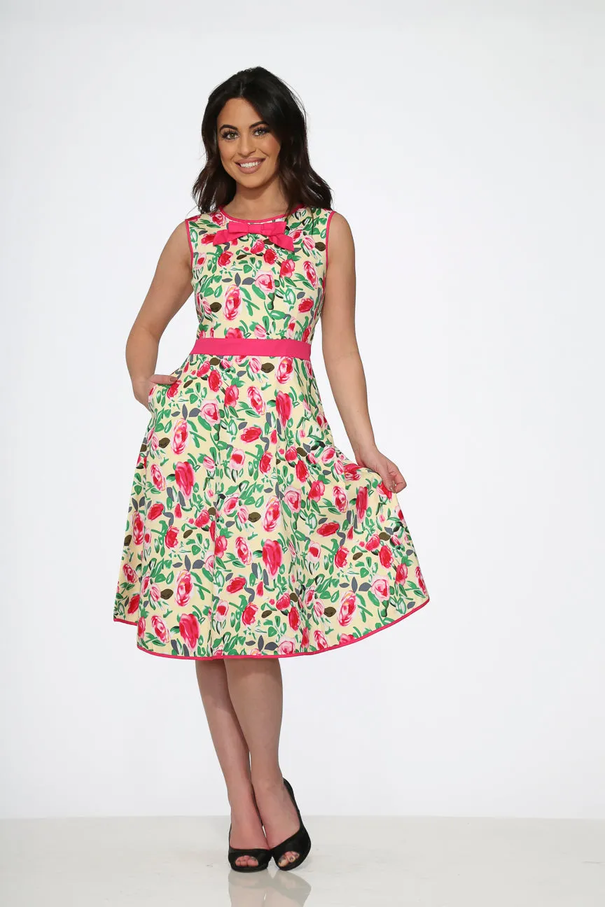 Yellow and Red Rose Swing Dress sold by Modcloth