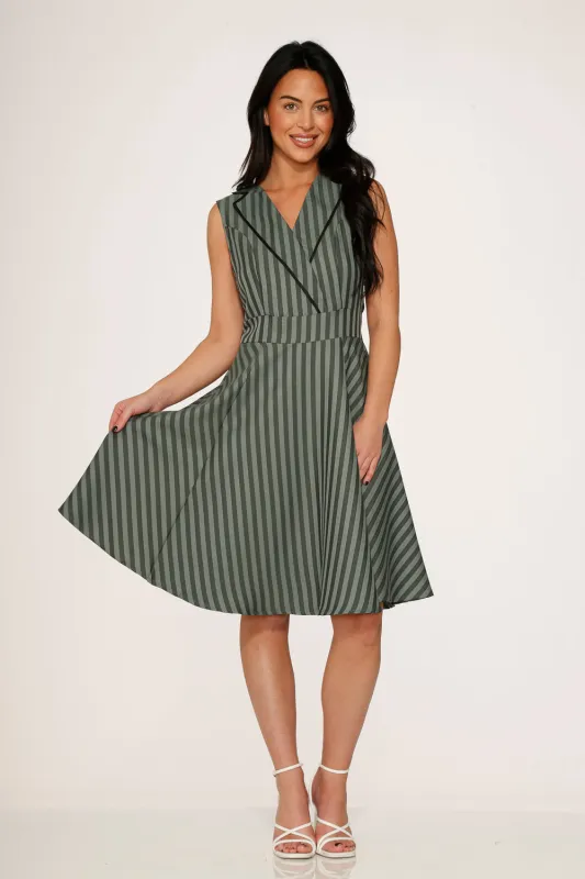 Olive Stripe Swing Dress sold by Modcloth