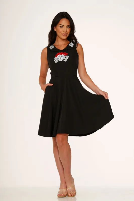 Rose Skulls Embroidered Swing Dress sold by Modcloth