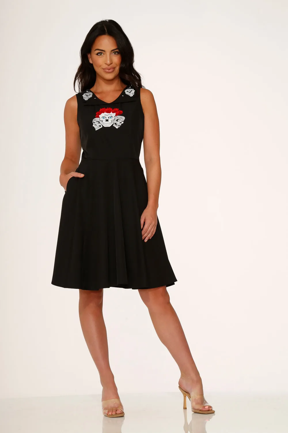 Rose Skulls Embroidered Swing Dress sold by Modcloth product image thumbnail 3