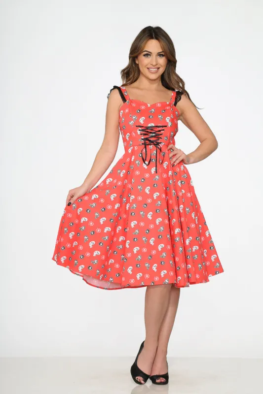 Red Skulls Swing Dress made by Modcloth
