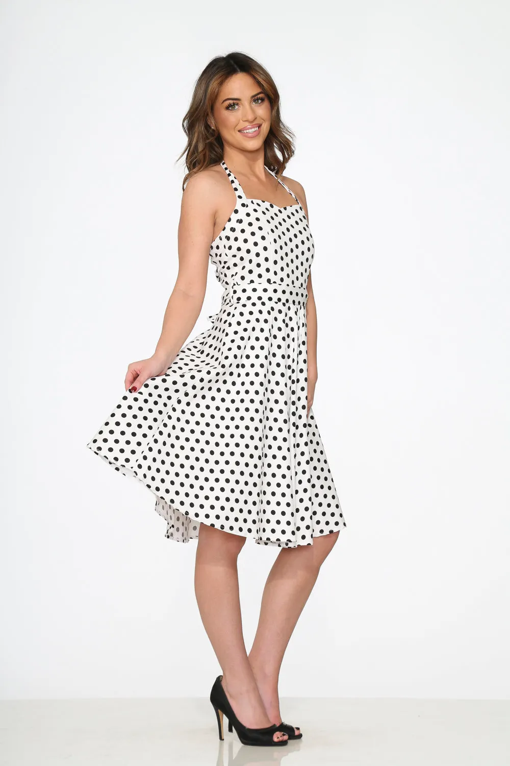 White & Black Polka Dot Halter Dress sold by Modcloth product image thumbnail 4
