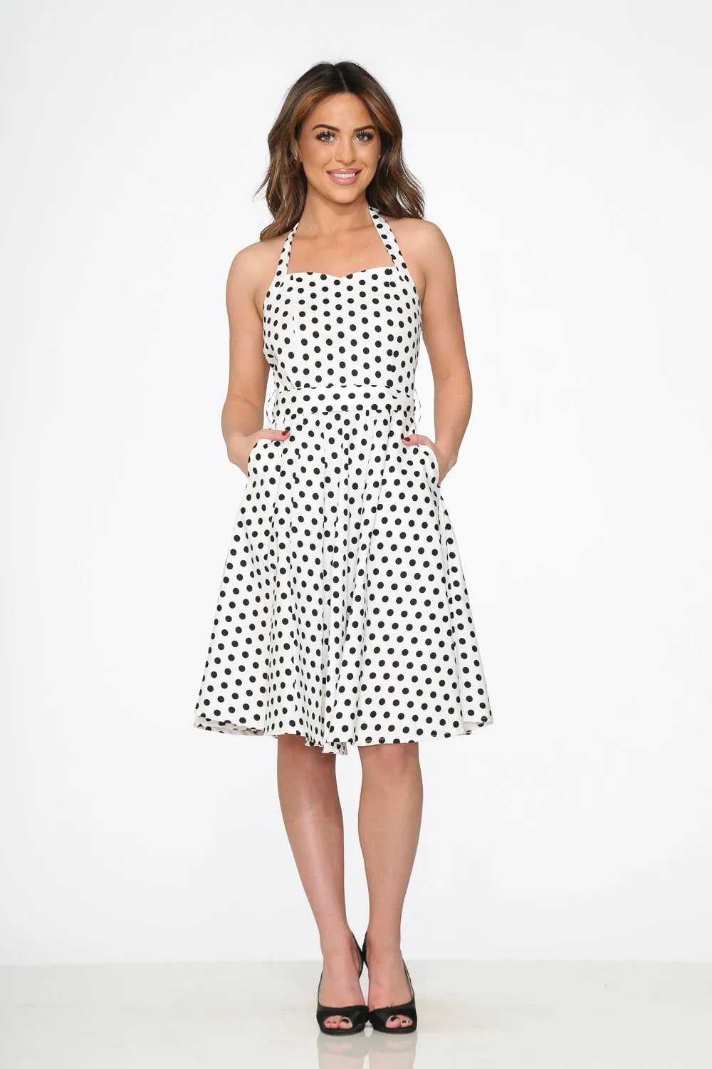 White & Black Polka Dot Halter Dress sold by Modcloth product image thumbnail 2