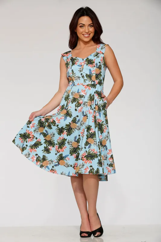 Light Blue Hawaiian Swing Dress sold by Modcloth