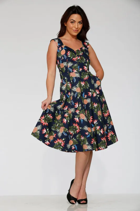 Navy Hawaiian Swing Dress sold by Modcloth