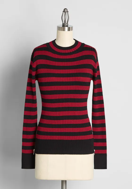 At The Rock Show Mock Neck Sweater made by Modcloth