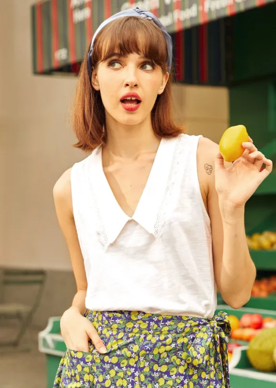 Sweet Stitched Collar V-Neck Top sold by Modcloth