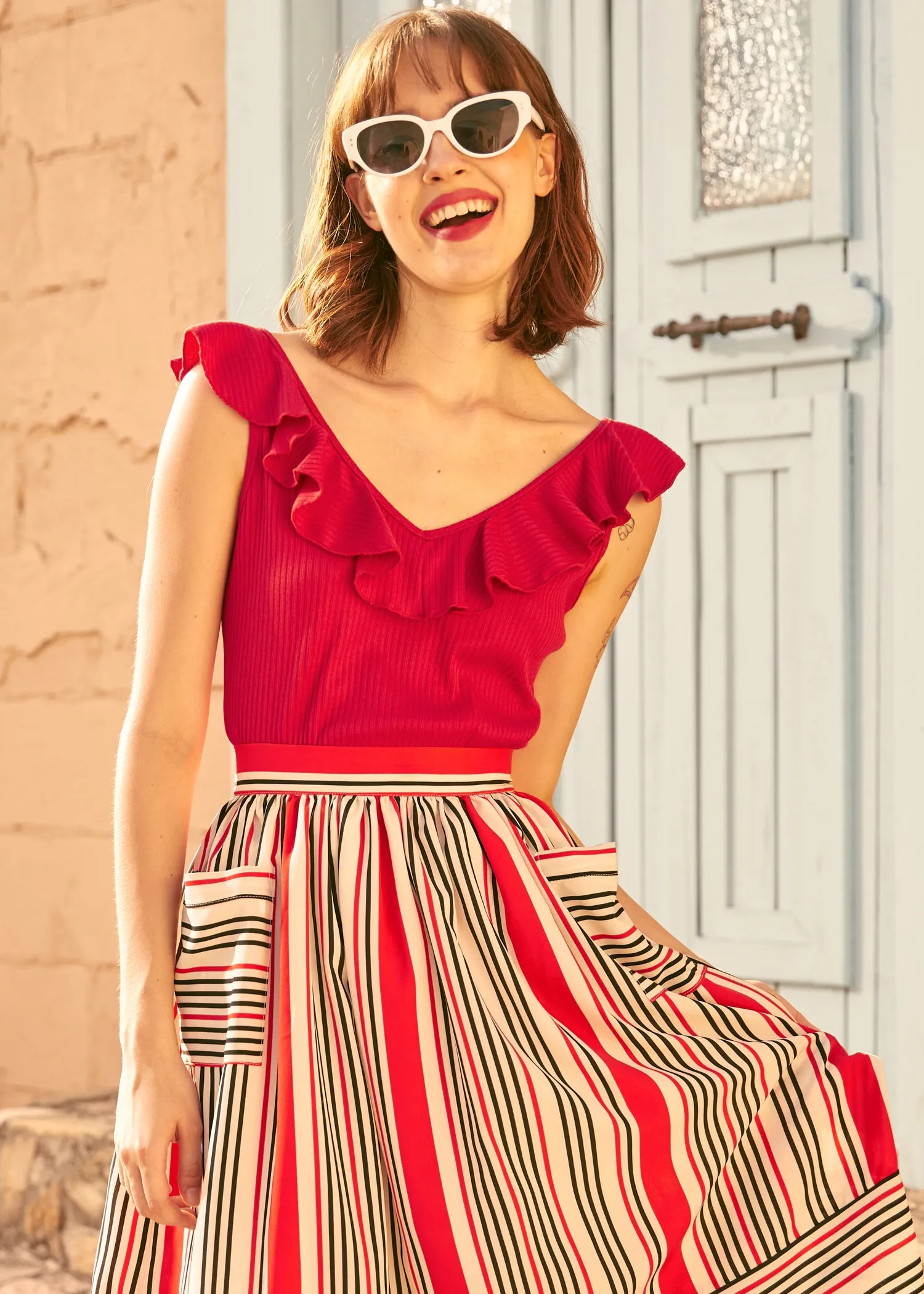 Ruffle Me This V-Neck Tank (Final Sale) sold by Modcloth