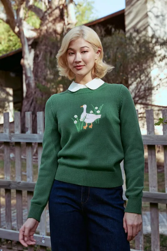 Goose Embroidered Knit Jumper sold by Modcloth