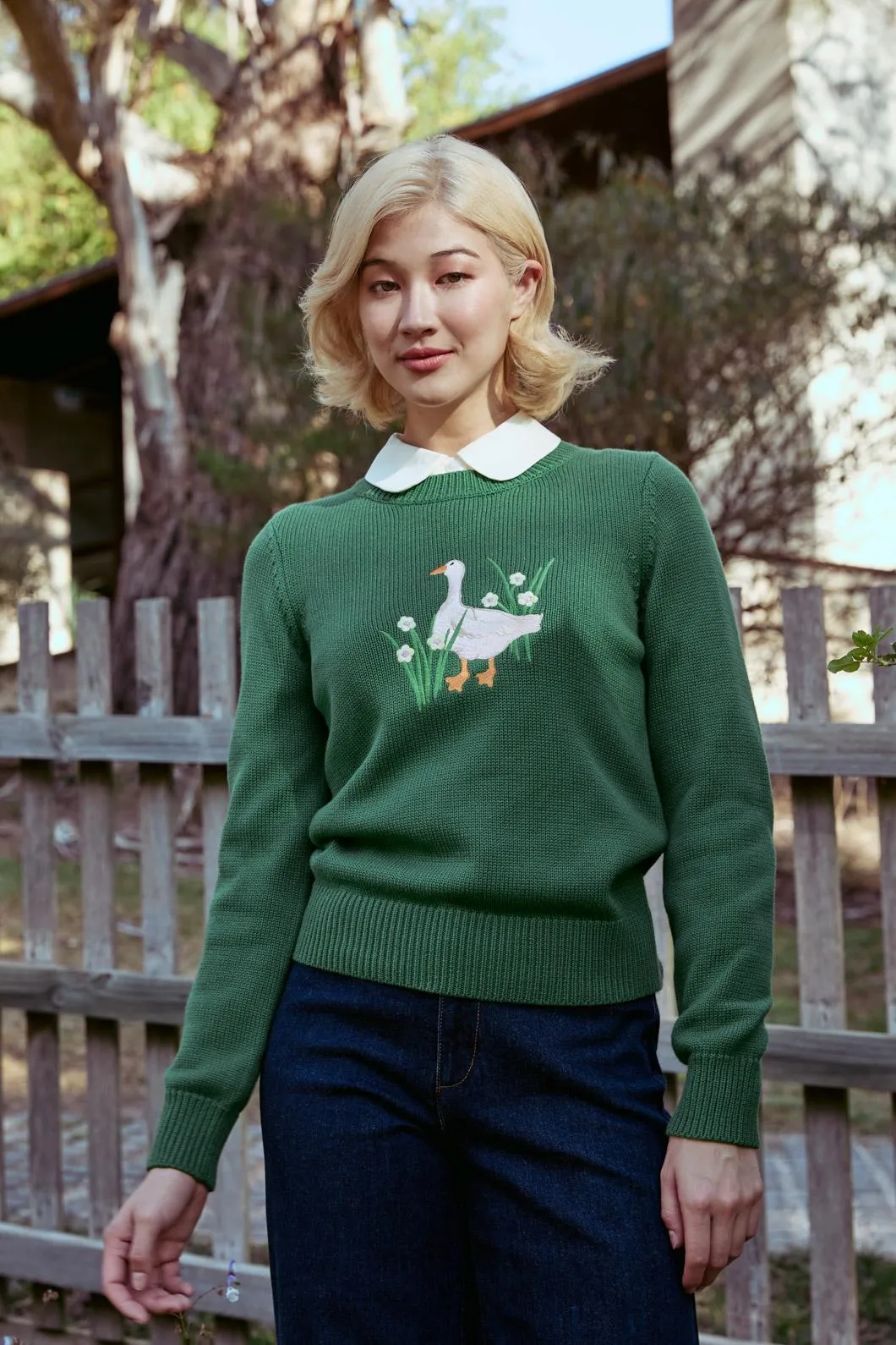 Goose Embroidered Knit Sweater sold by Modcloth
