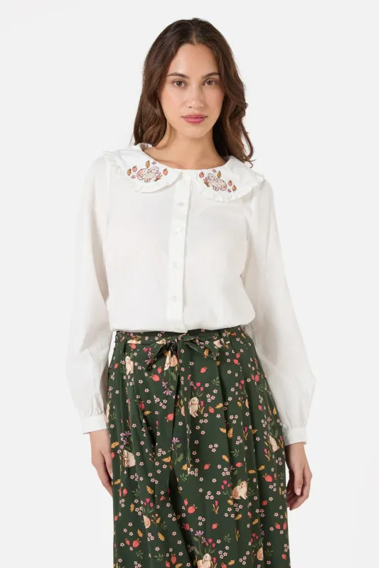 Rabbit Embroidered Blouse sold by Modcloth
