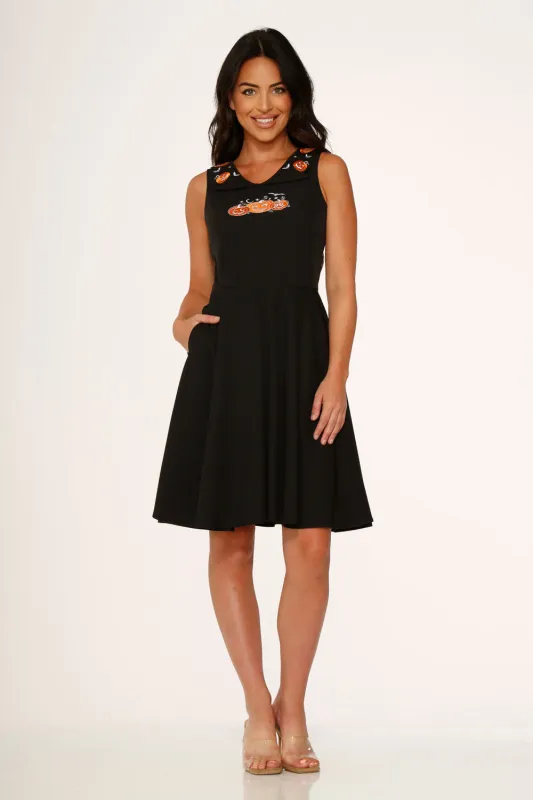 Halloween Pumpkin Embroidery Swing Dress sold by Modcloth