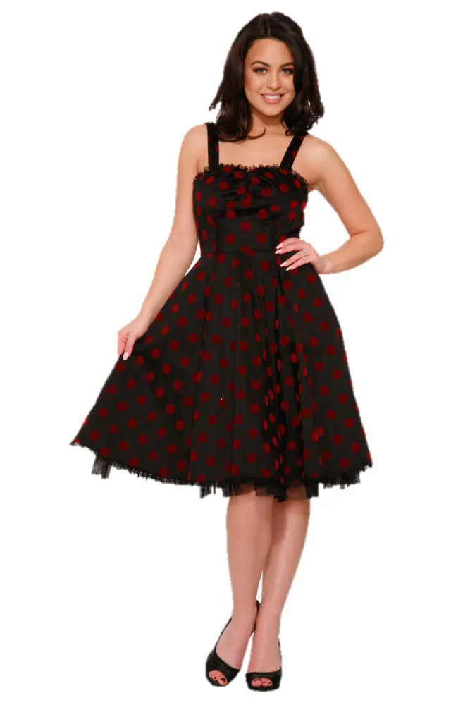 Black & Red Velvet Polka Dot Dress sold by Modcloth product image thumbnail 2