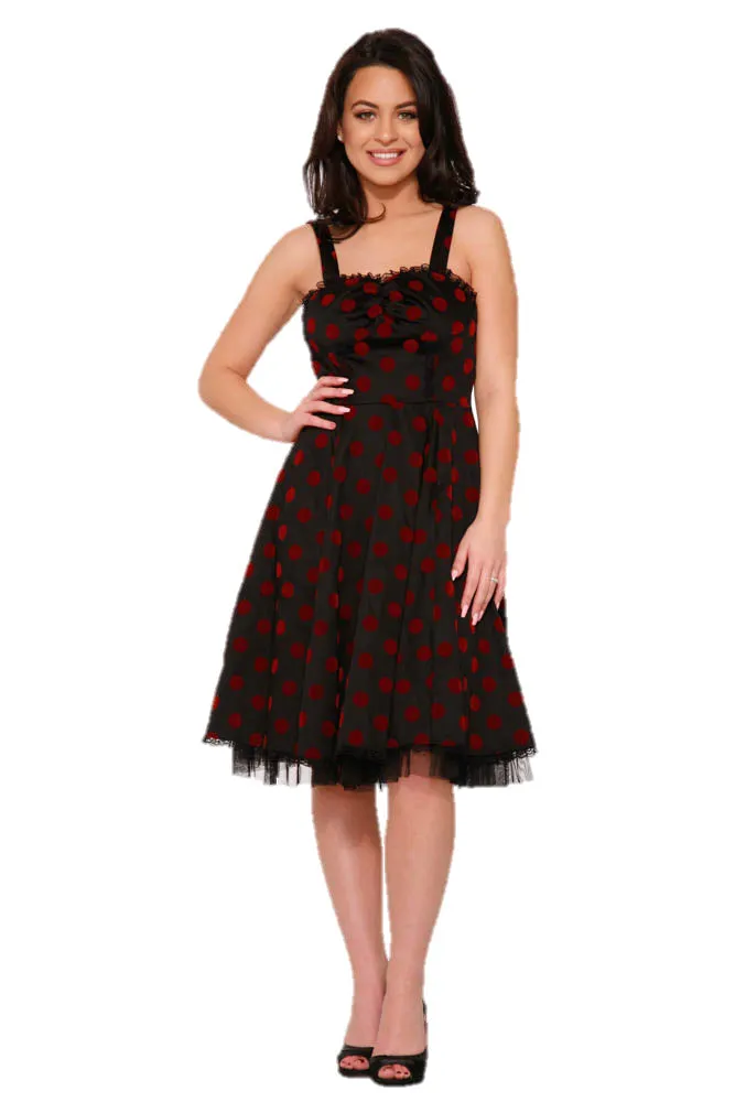Black & Red Velvet Polka Dot Dress sold by Modcloth product image thumbnail 4