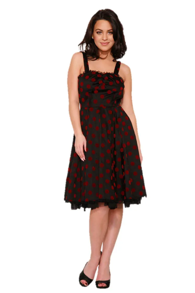 Black & Red Velvet Polka Dot Dress sold by Modcloth product image thumbnail 5