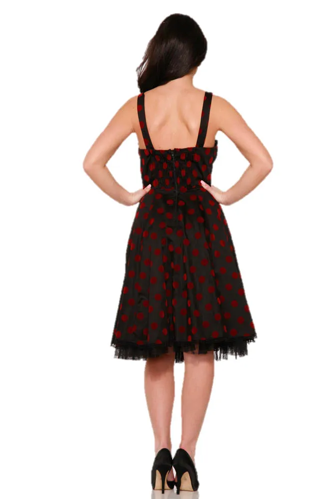 Black & Red Velvet Polka Dot Dress sold by Modcloth product image thumbnail 3