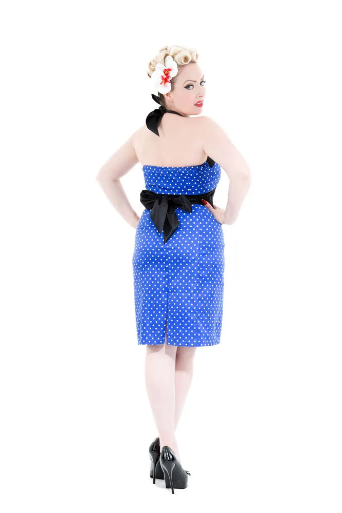 Blue & White Polka Dot Halter Wiggle Dress sold by Modcloth product image thumbnail 2