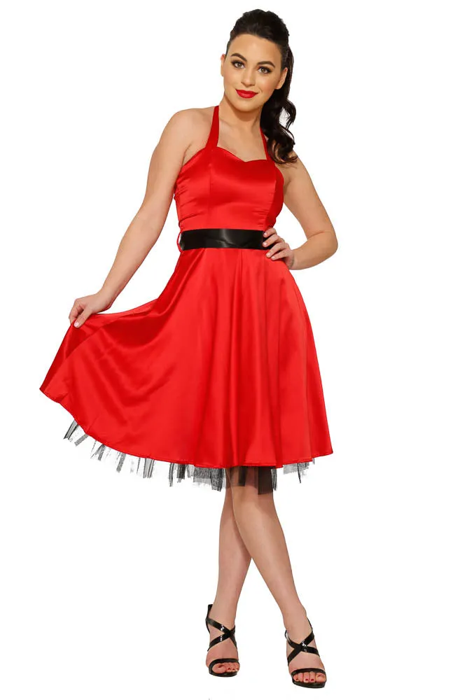 Red Satin Halter Swing Dress sold by Modcloth product image thumbnail 4