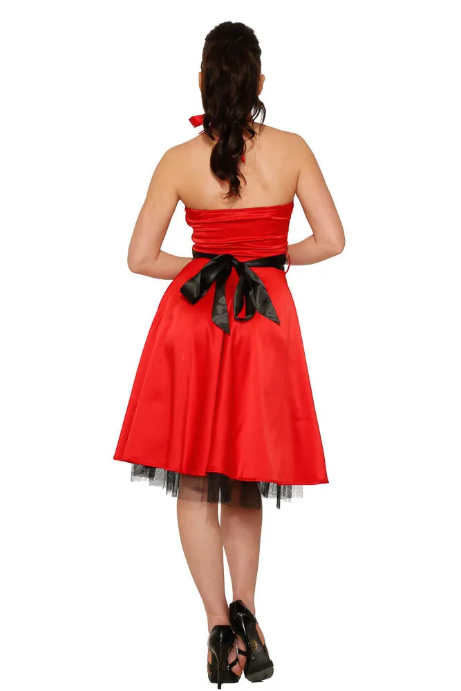 Red Satin Halter Swing Dress sold by Modcloth product image thumbnail 5
