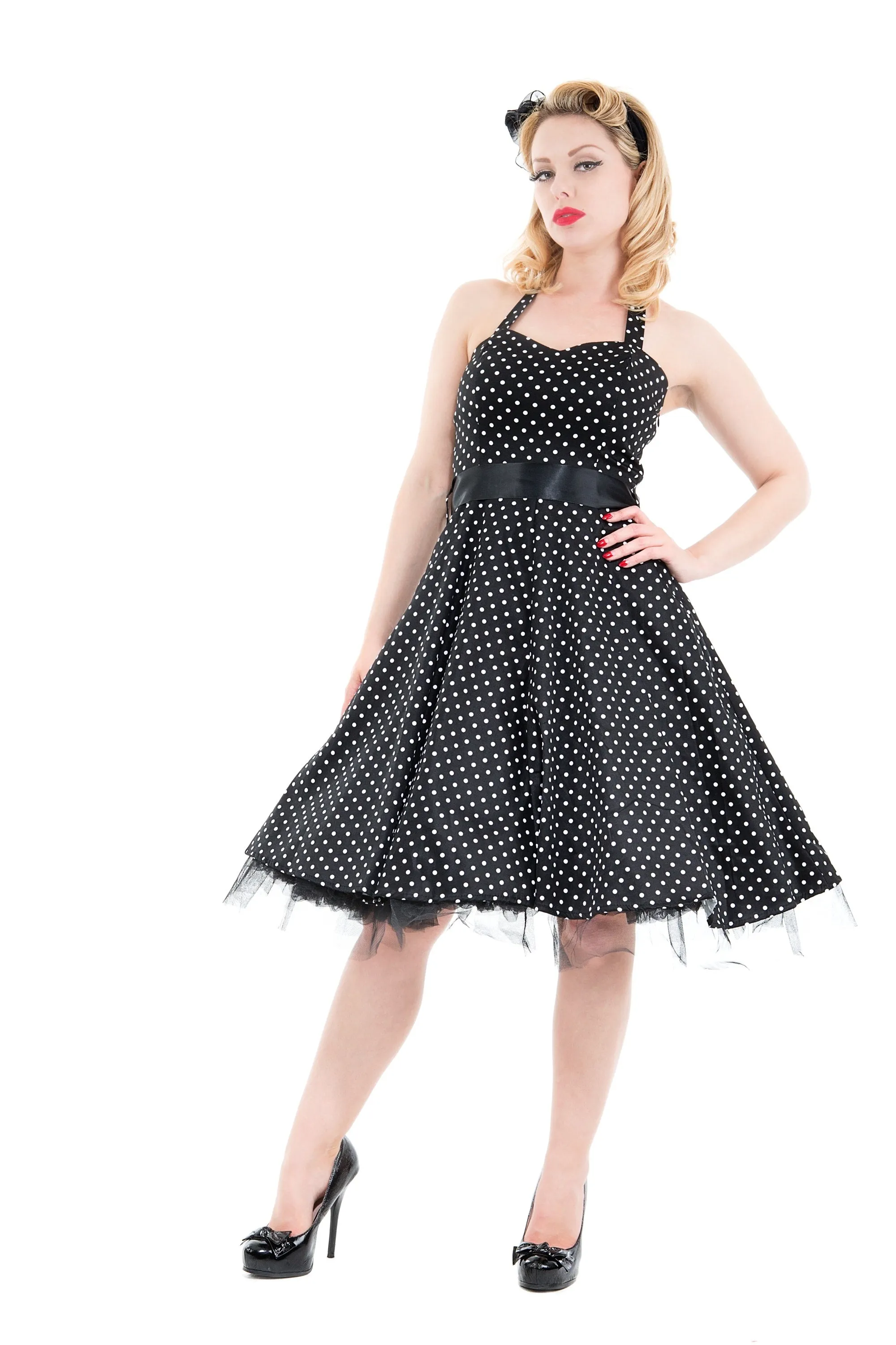 Black & White Small Polka Dot Halter Dress sold by Modcloth