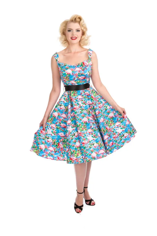 Blue Ocean & Pink Flamingo Swing Dress sold by Modcloth