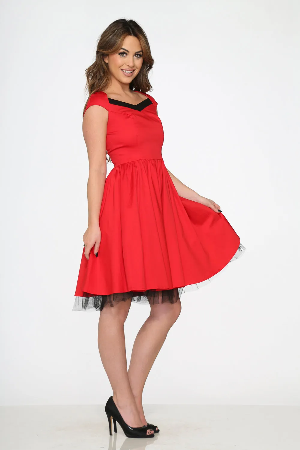 Red & Black Trim Swing Dress sold by Modcloth product image thumbnail 4