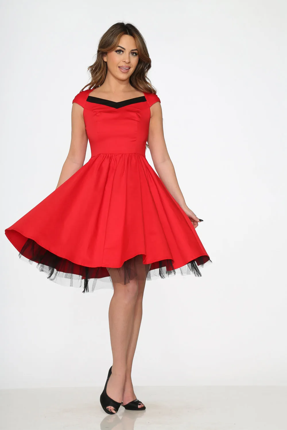 Red & Black Trim Swing Dress sold by Modcloth product image thumbnail 5