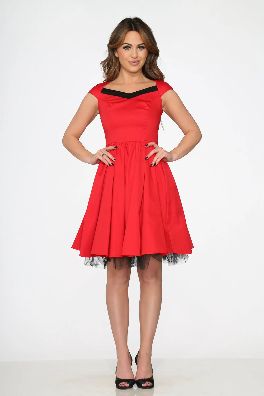 Red & Black Trim Swing Dress sold by Modcloth product image thumbnail 2